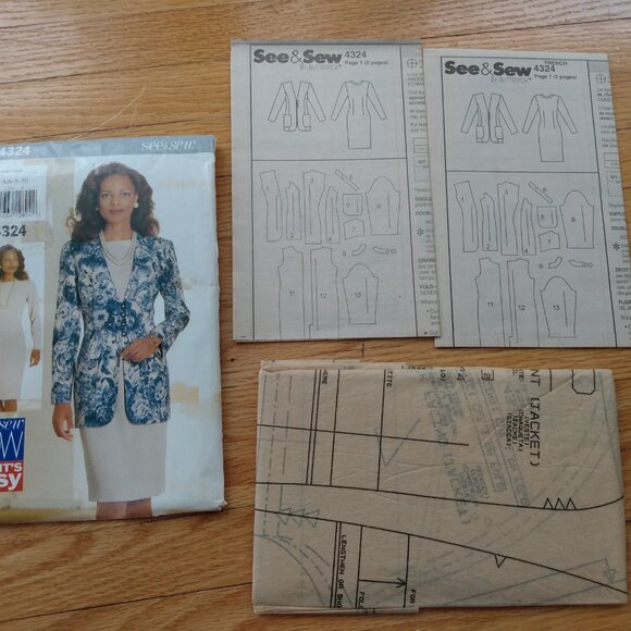Jacket and Dress Sewing Pattern Size 6-10 See & Sew 4324 UNCUT Vintage 90s - Picture 9 of 10